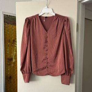 SHEIN Dusty Rose V-Neck Blouse